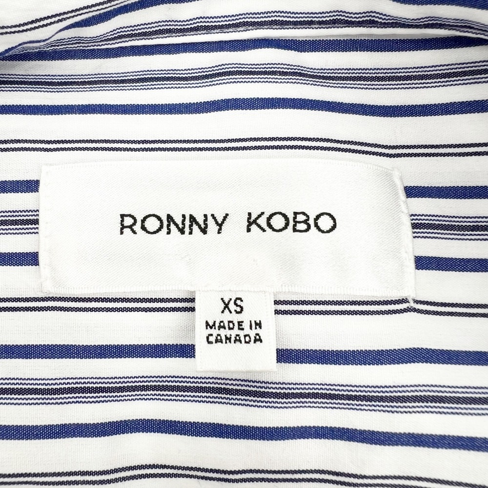 Ronny Kobo XS Striped Oversized Button Down Shirt Blue White Cotton Canada - Picture 5 of 6